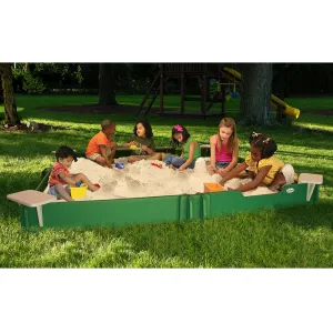 10' x 10' Sandbox Kit | Recyclable Plastic with Interlocking Panels, Bench & Cover