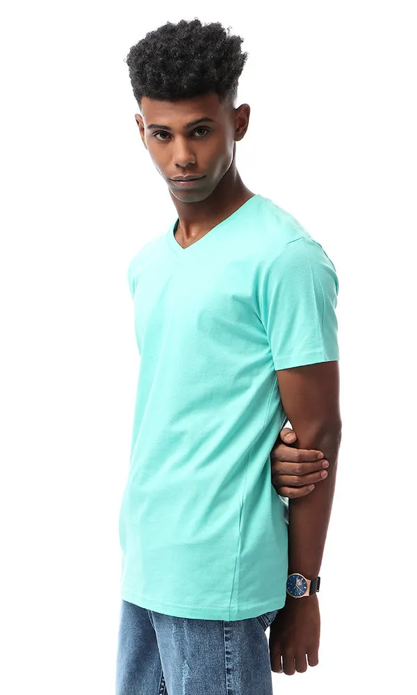 33860 Aquamarine Green V-Neck Basic T-shirt