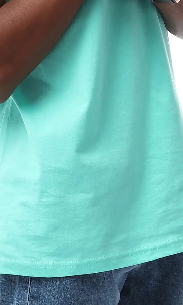 33860 Aquamarine Green V-Neck Basic T-shirt