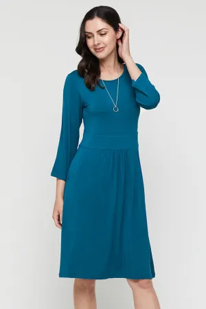 3/4 Sleeve Beth Dress - Dark Teal