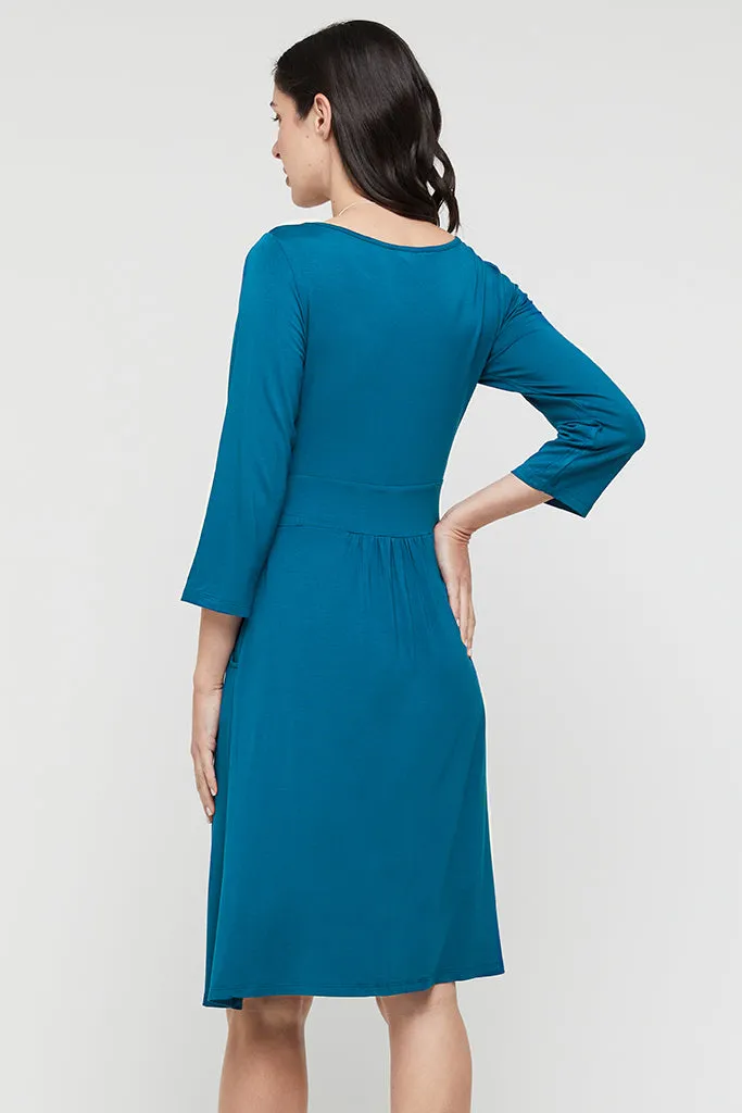 3/4 Sleeve Beth Dress - Dark Teal