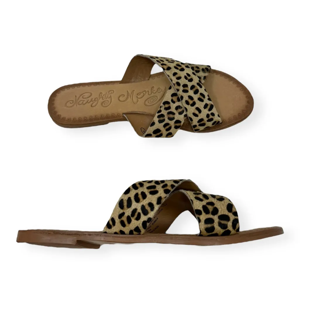 Animal Print Sandals Flats Naughty Monkey, Size 8.5