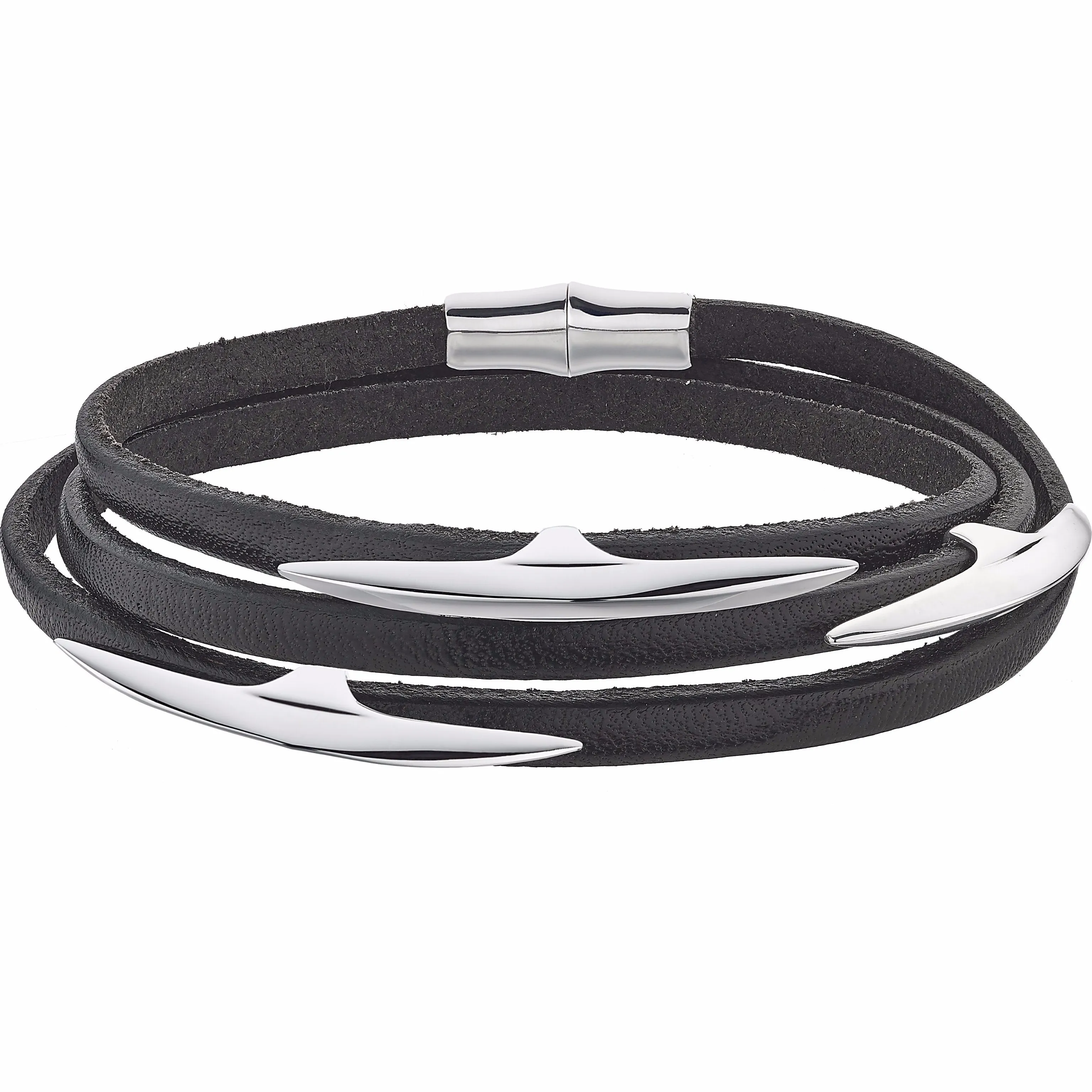 Arc Multi Wrap Bracelet - Leather & Silver