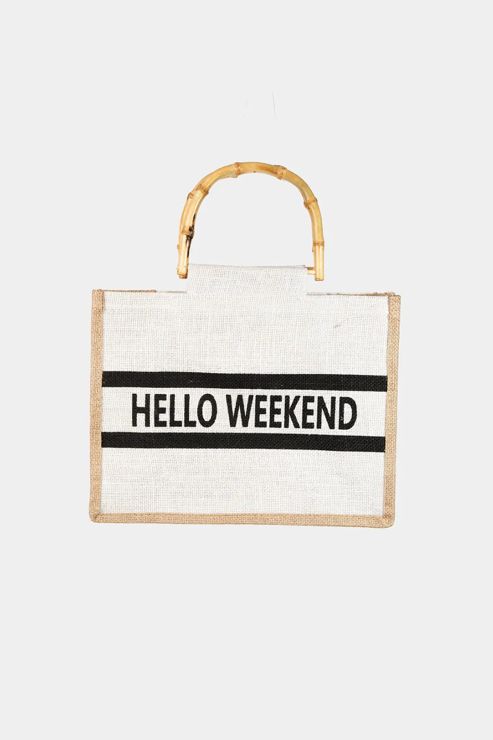 Bamboo Handle Hello Weekend Tote Bag WH