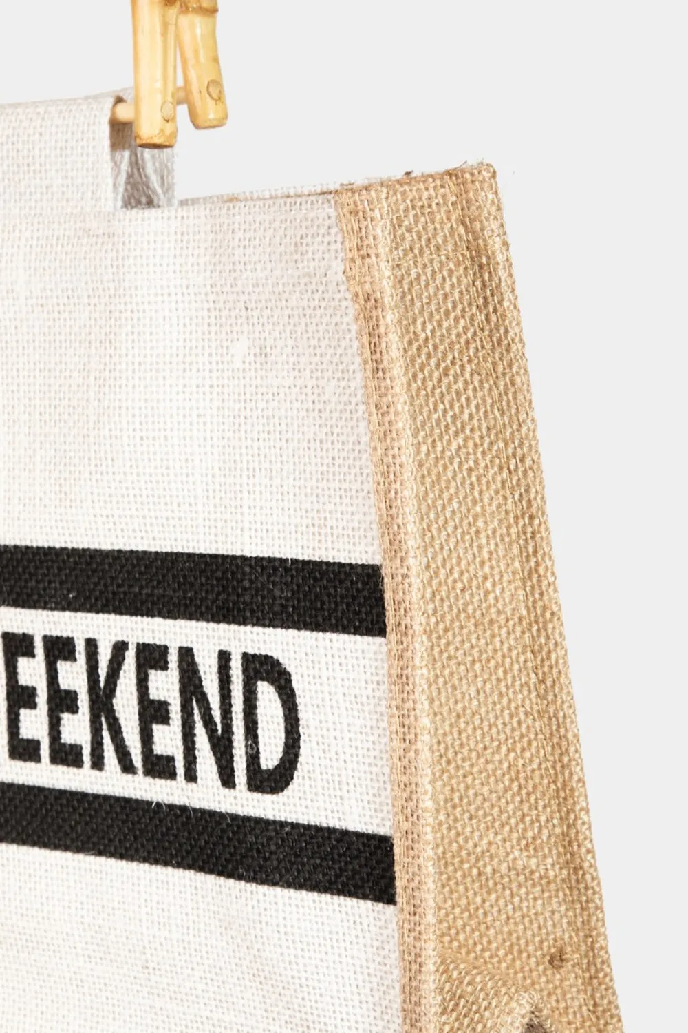 Bamboo Handle Hello Weekend Tote Bag WH