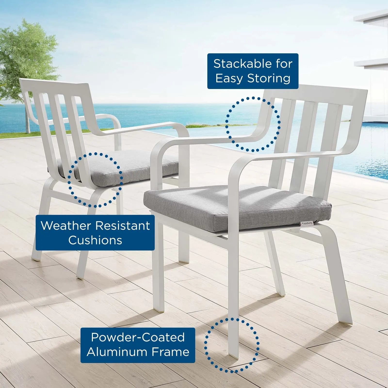 Baxley Outdoor Patio Aluminum Armchair Set of 2 by Modway