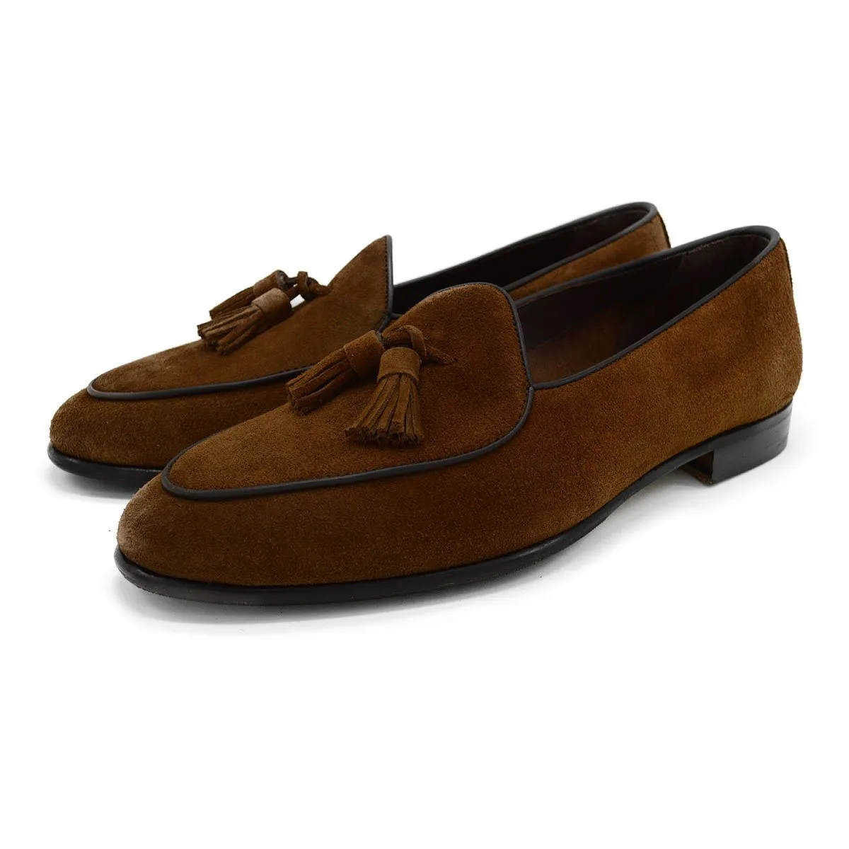 Berwick 1707 Tassel Belgian Loafer (5084) -Kudu Reverse Suede In Snuff Brown