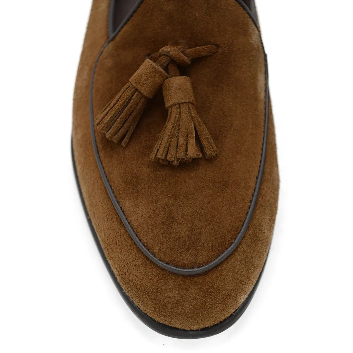 Berwick 1707 Tassel Belgian Loafer (5084) -Kudu Reverse Suede In Snuff Brown