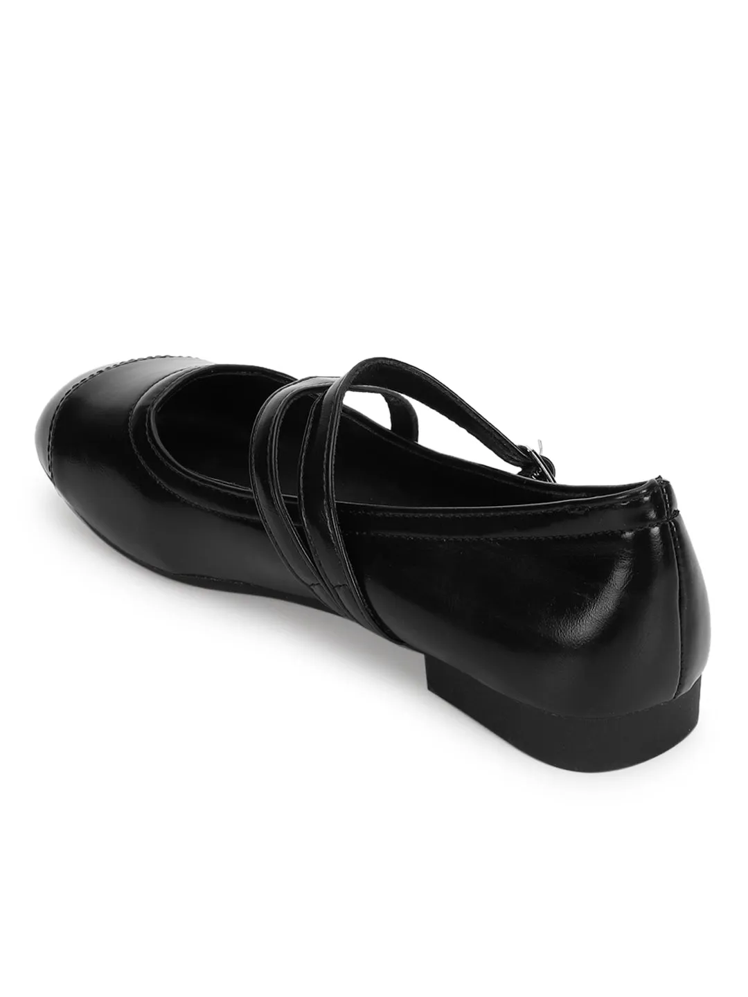 Black PU Ballerina Flats (TC-RS3630-BLK)