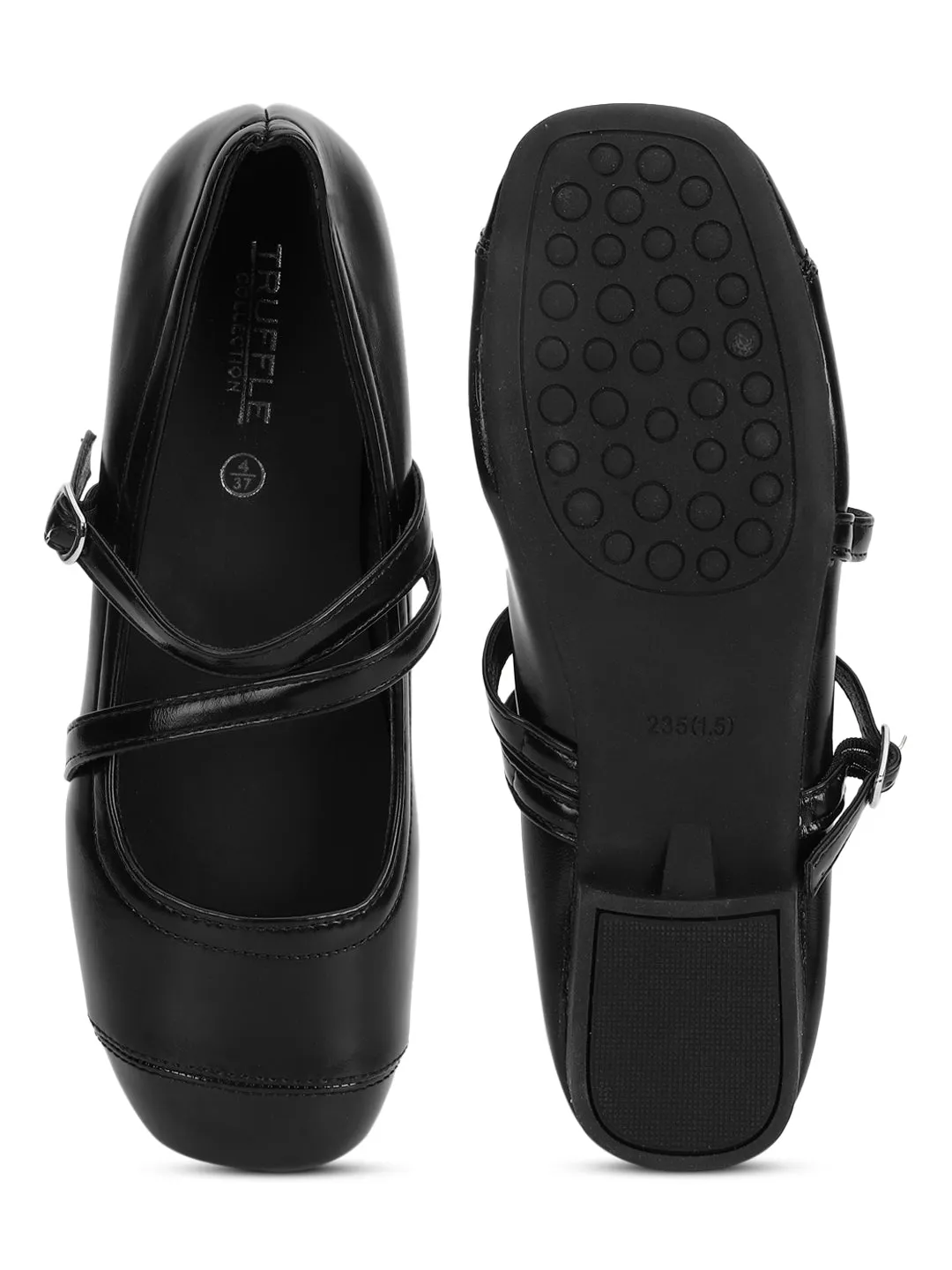 Black PU Ballerina Flats (TC-RS3630-BLK)