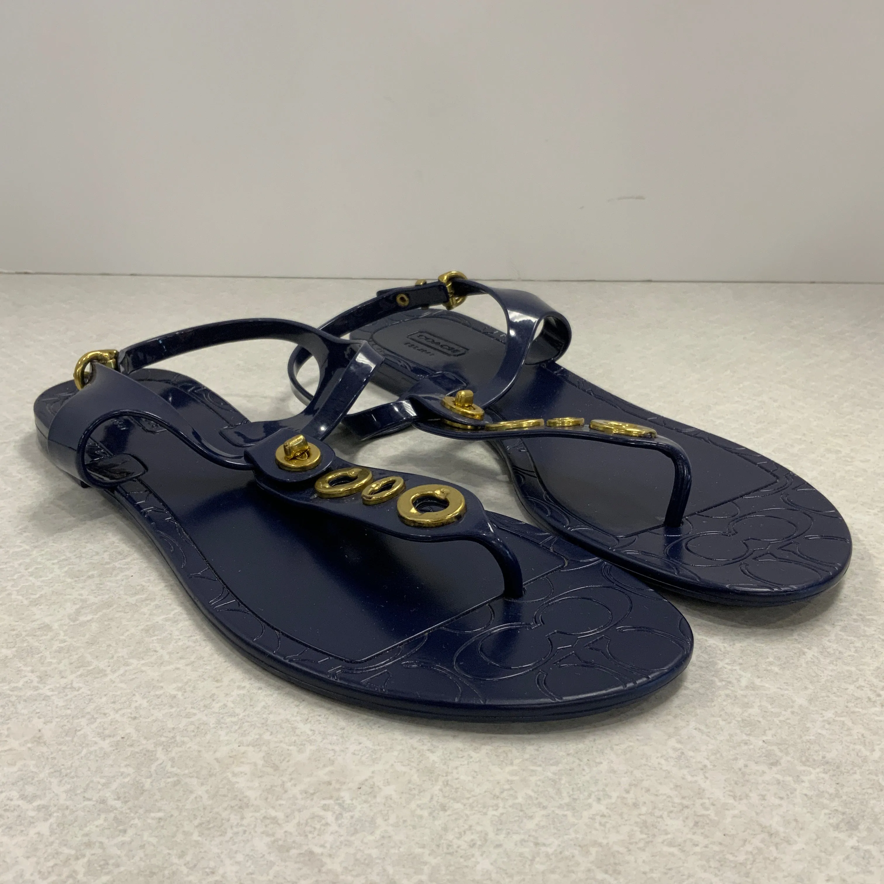 Blue Sandals Flats Coach, Size 9