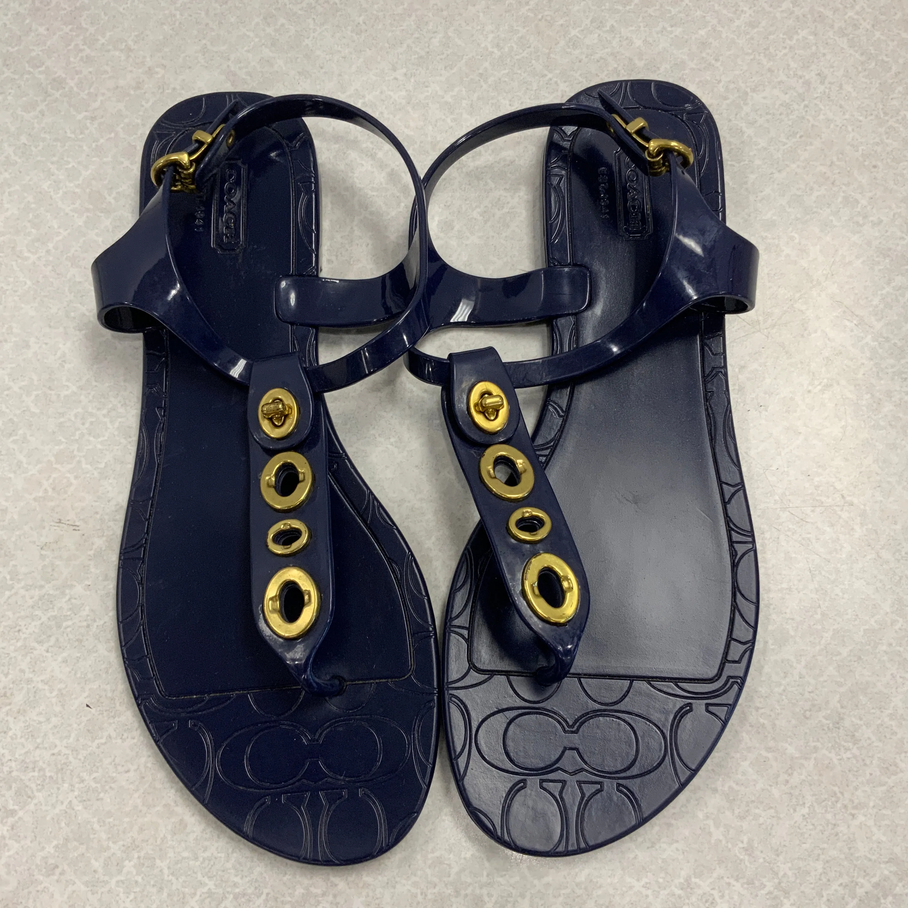 Blue Sandals Flats Coach, Size 9