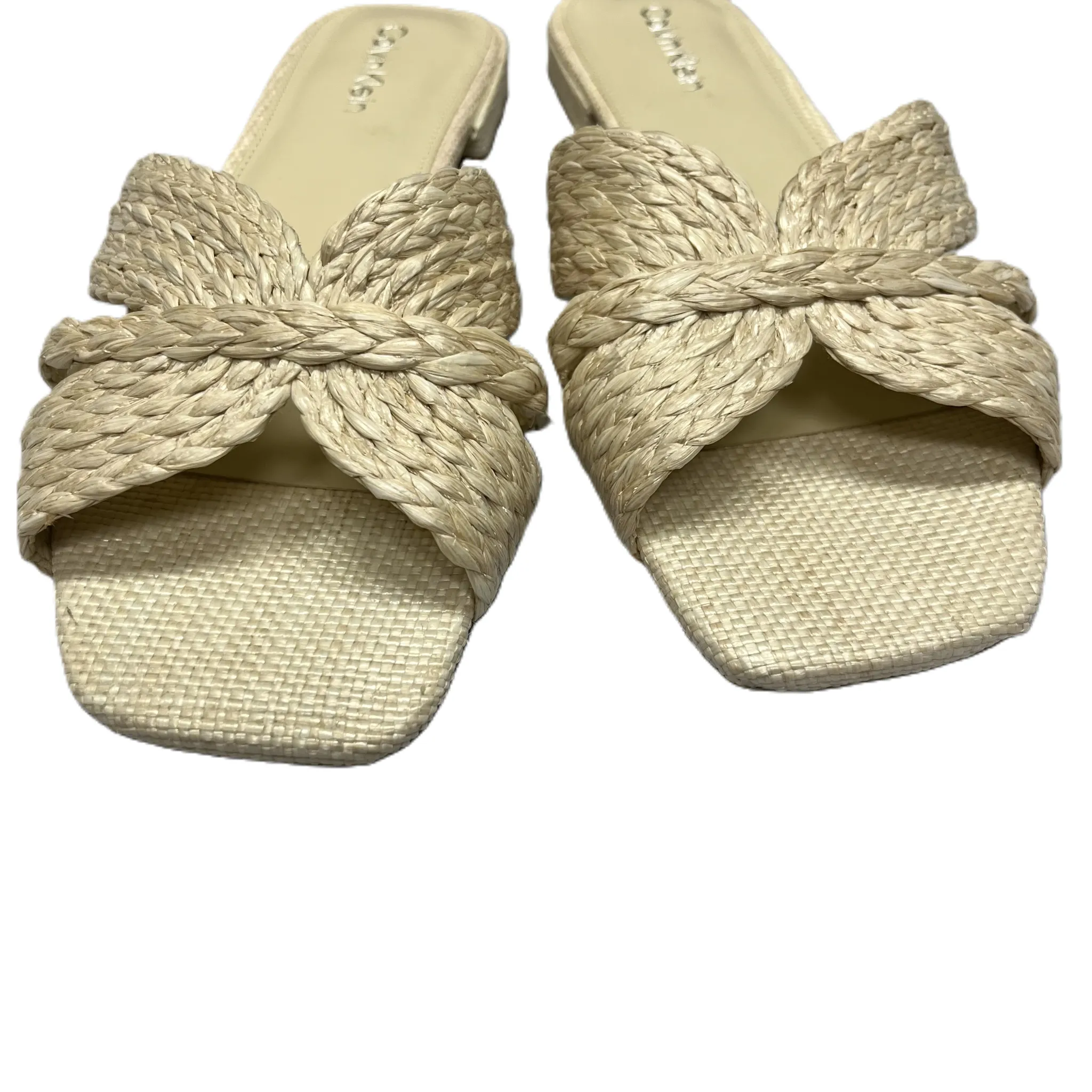 Cream Sandals Flats By Calvin Klein, Size: 9.5