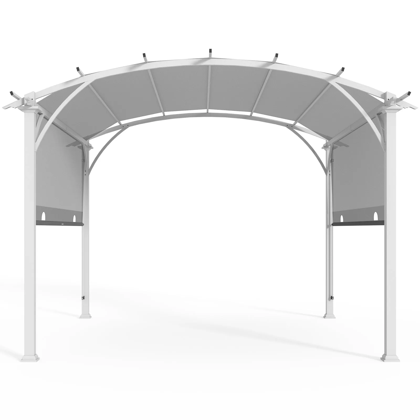 EAGLE PEAK 11.4x11.4 Outdoor Pergola with Retractable Textilene Sun Shade Top