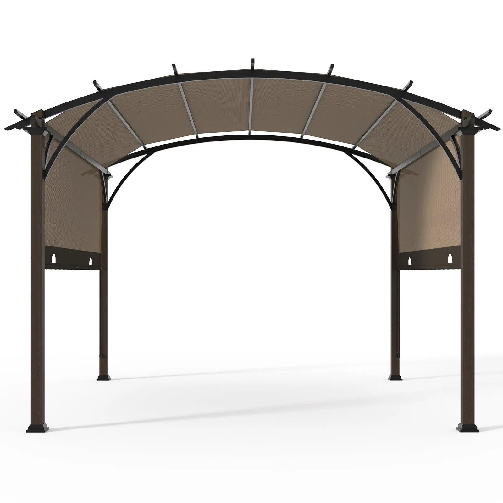 EAGLE PEAK 11.4x11.4 Outdoor Pergola with Retractable Textilene Sun Shade Top