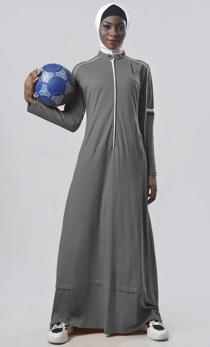 Everyday Grey Jersey Sportswear Abaya Dress