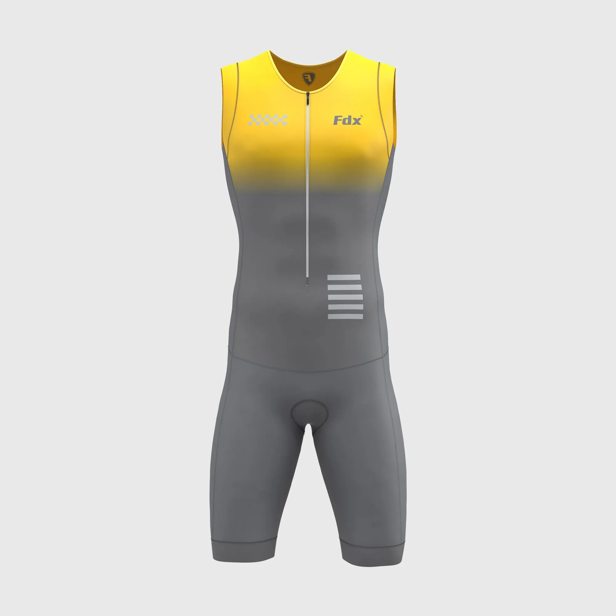 Fdx Duo Yellow / Grey Men's & Boy's Padded Triathlon Suit