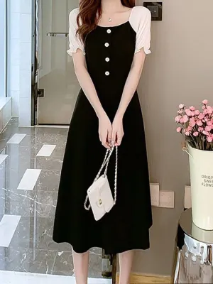 French Retro Black Tea Dress