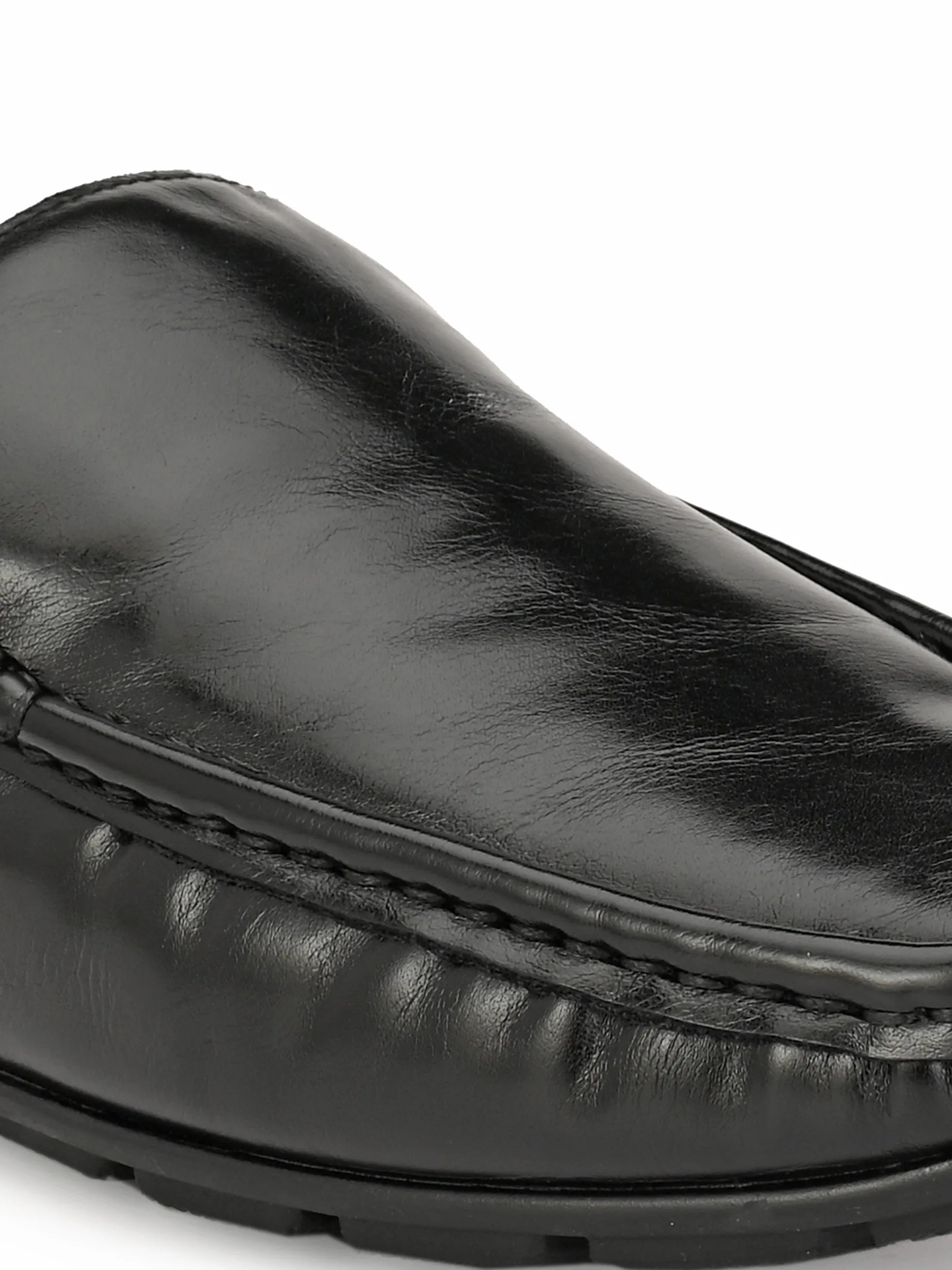 Hitz Men's Black Synthetic Slip-On Loafer Shoes