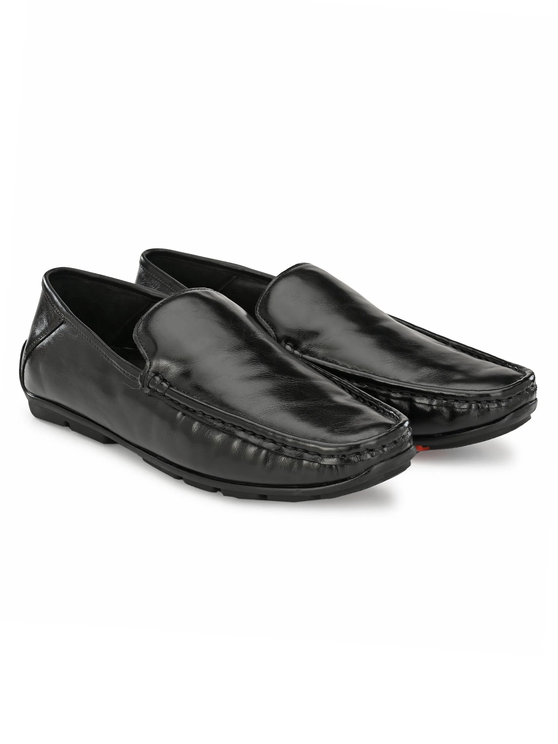 Hitz Men's Black Synthetic Slip-On Loafer Shoes