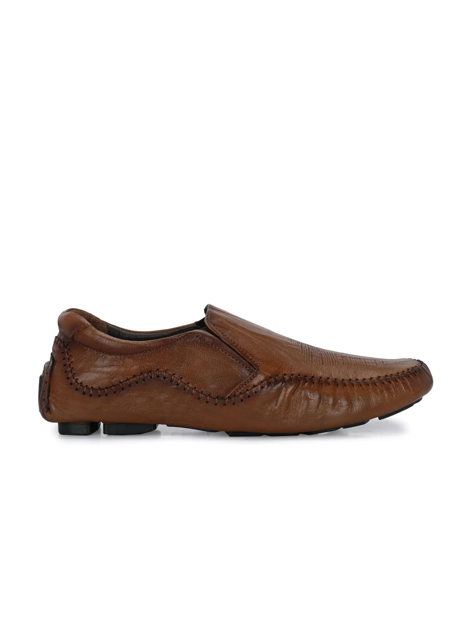 Hitz Men's Tan Leather Casual loafers