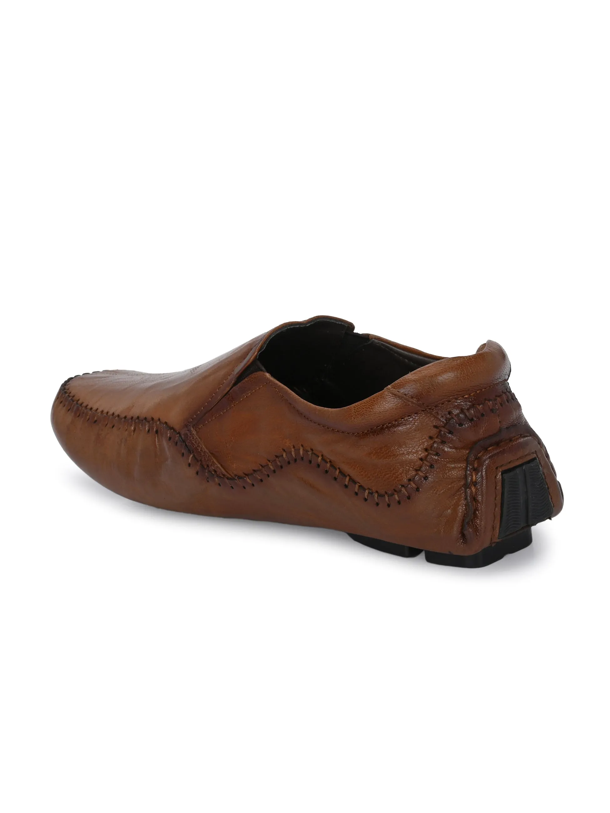 Hitz Men's Tan Leather Casual loafers