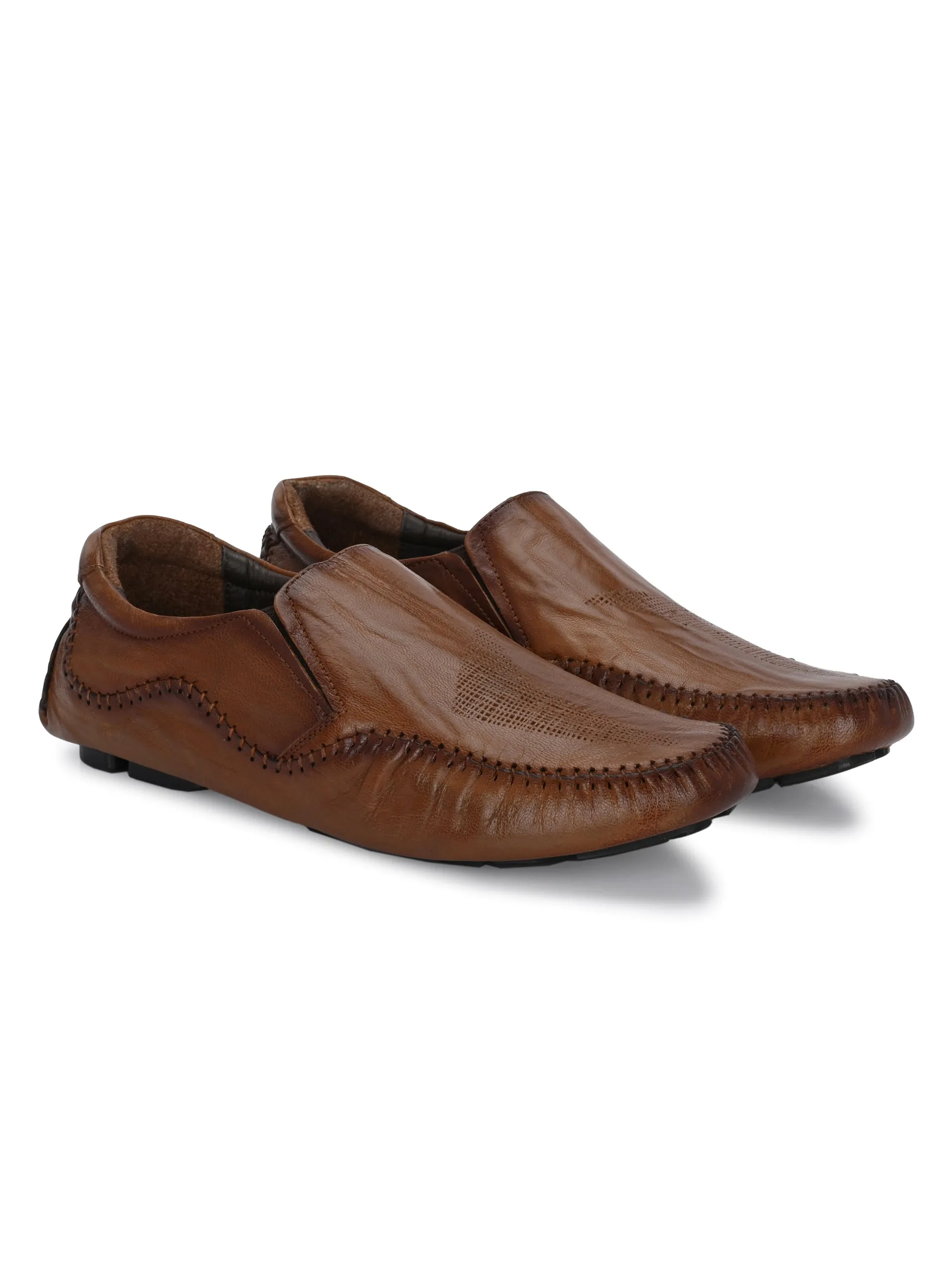 Hitz Men's Tan Leather Casual loafers