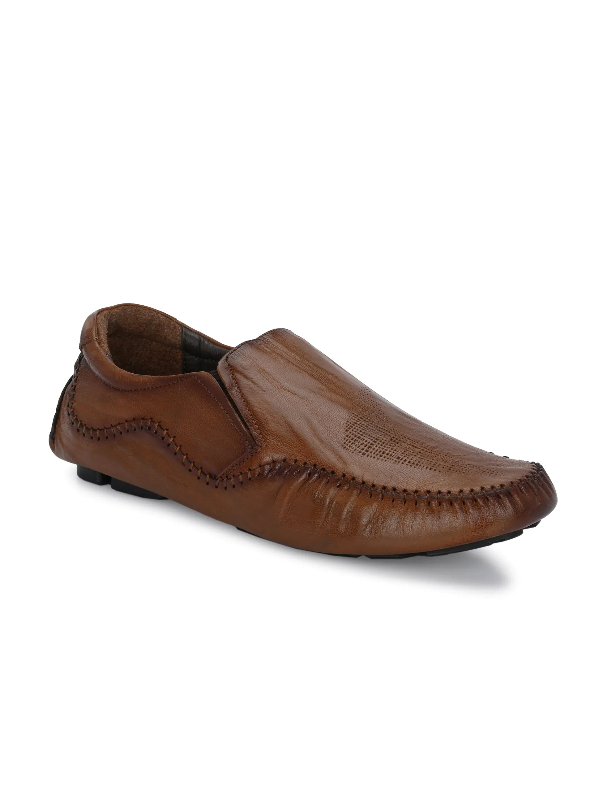 Hitz Men's Tan Leather Casual loafers