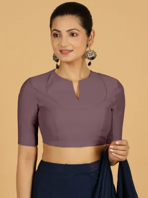 Karishma x Rozaana | Elbow Sleeves Saree Blouse in Purple Mauve