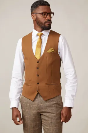 KELVIN - Tan Single Breasted Waistcoat