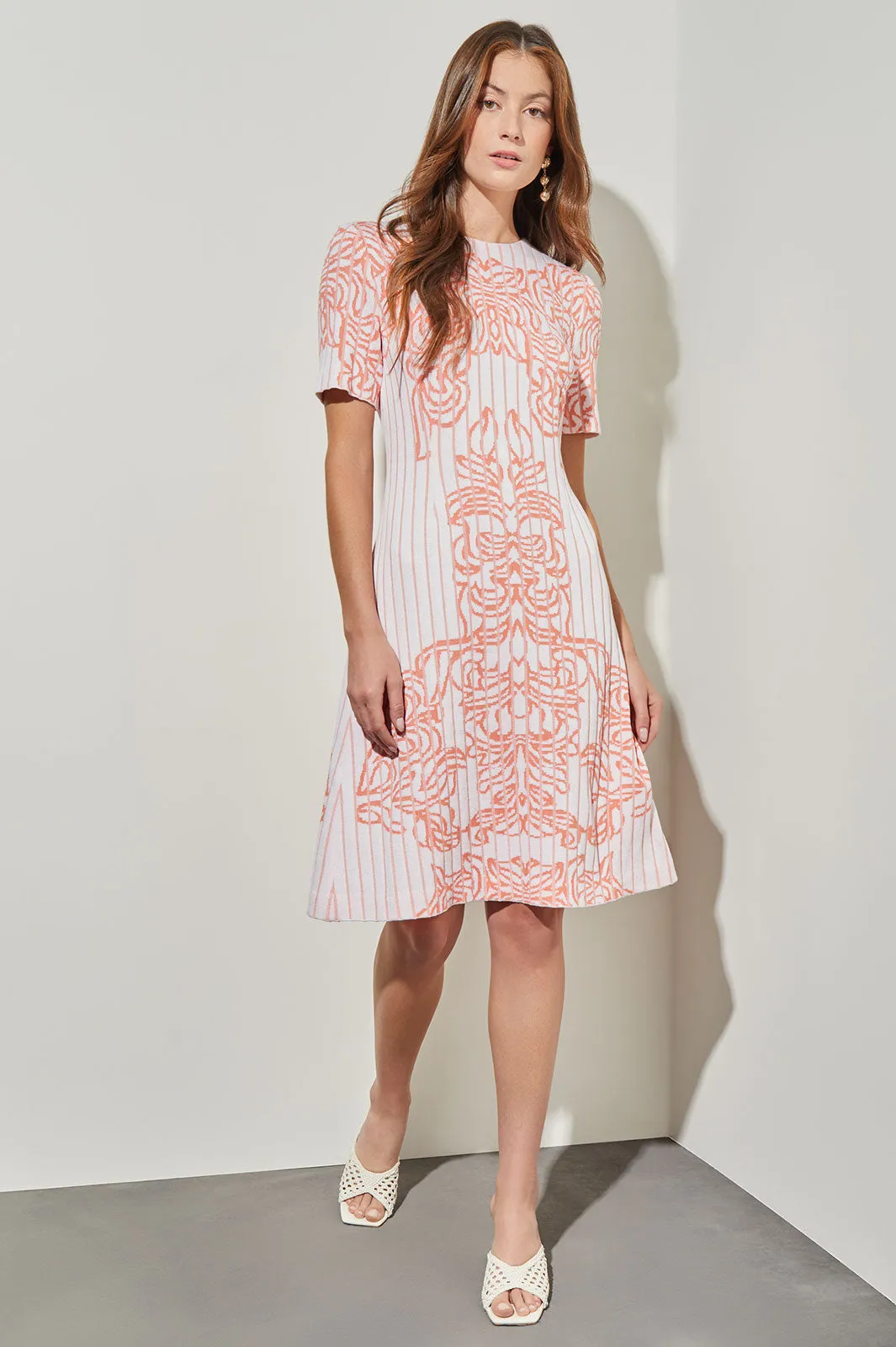 Knee-Length A-Line Dress - Jacquard Soft Knit