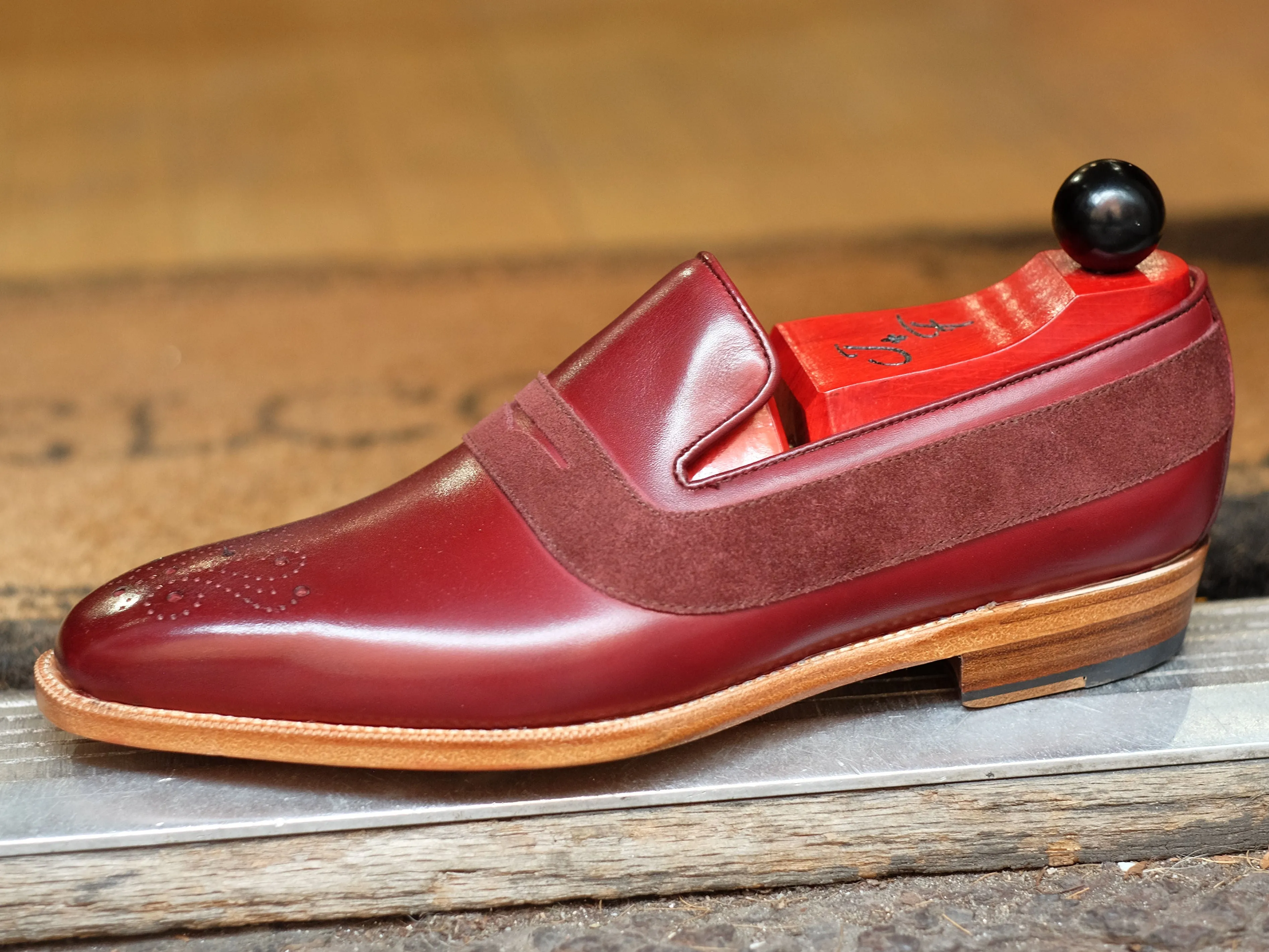 Marcos - MTO - Burgundy Calf / Burgundy Suede - LPB Last - Single Leather Sole