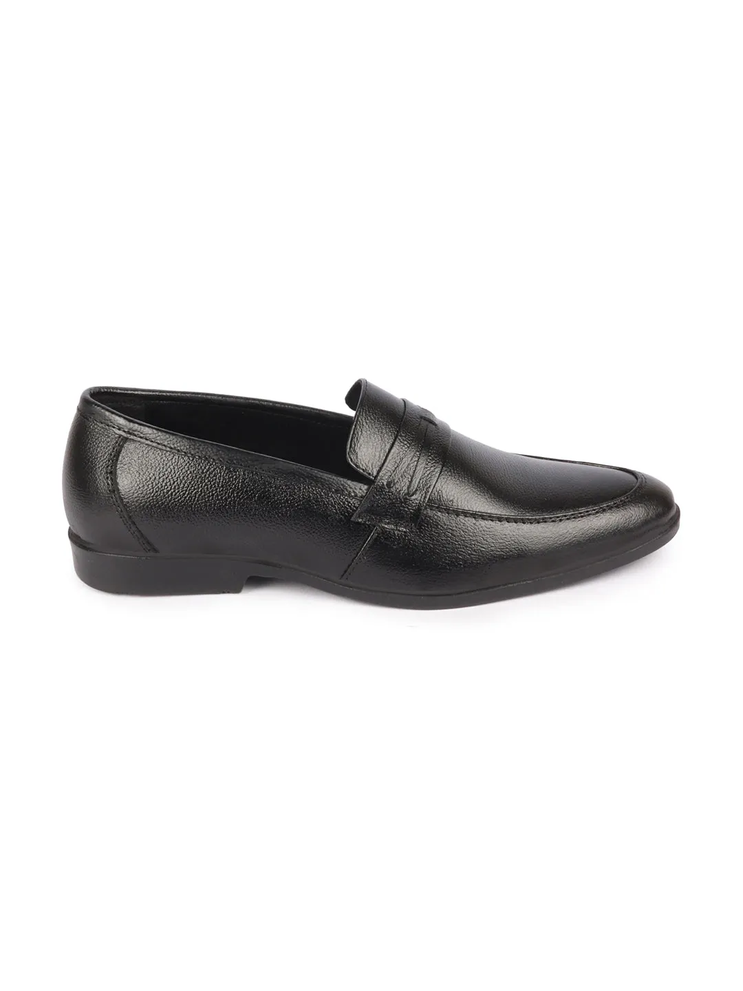 Men Black Formal Office Genuine Leather Pointed Toe Slip On Shoes with Comfort EVA Pad Insole