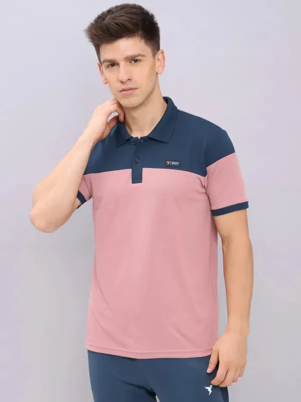 Men Colorblock Slim Fit Polo T-shirt with TECHNO DRY