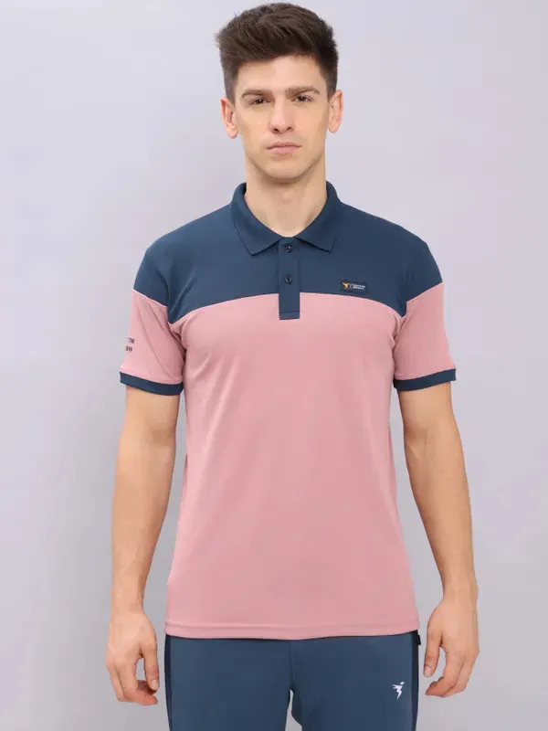 Men Colorblock Slim Fit Polo T-shirt with TECHNO DRY