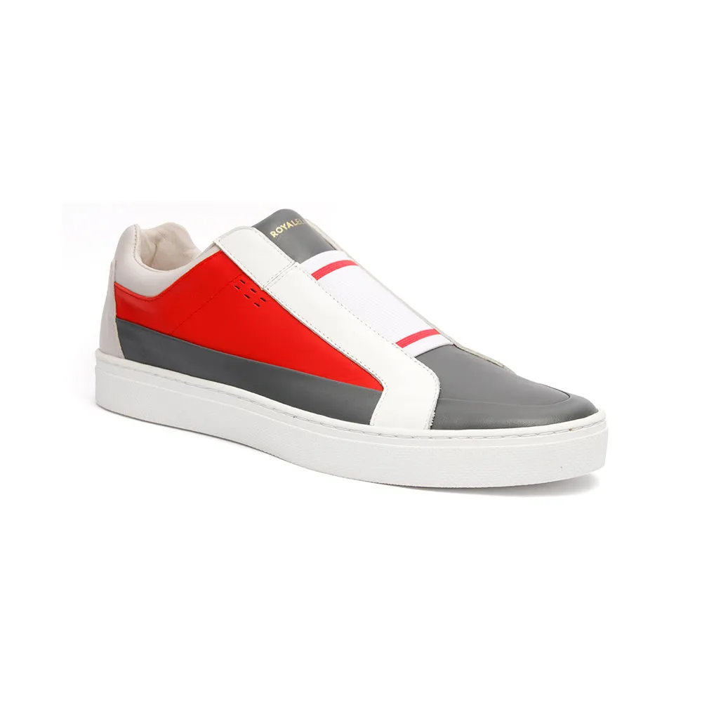 Men's King White Red Gray Leather Sneakers 04292-810