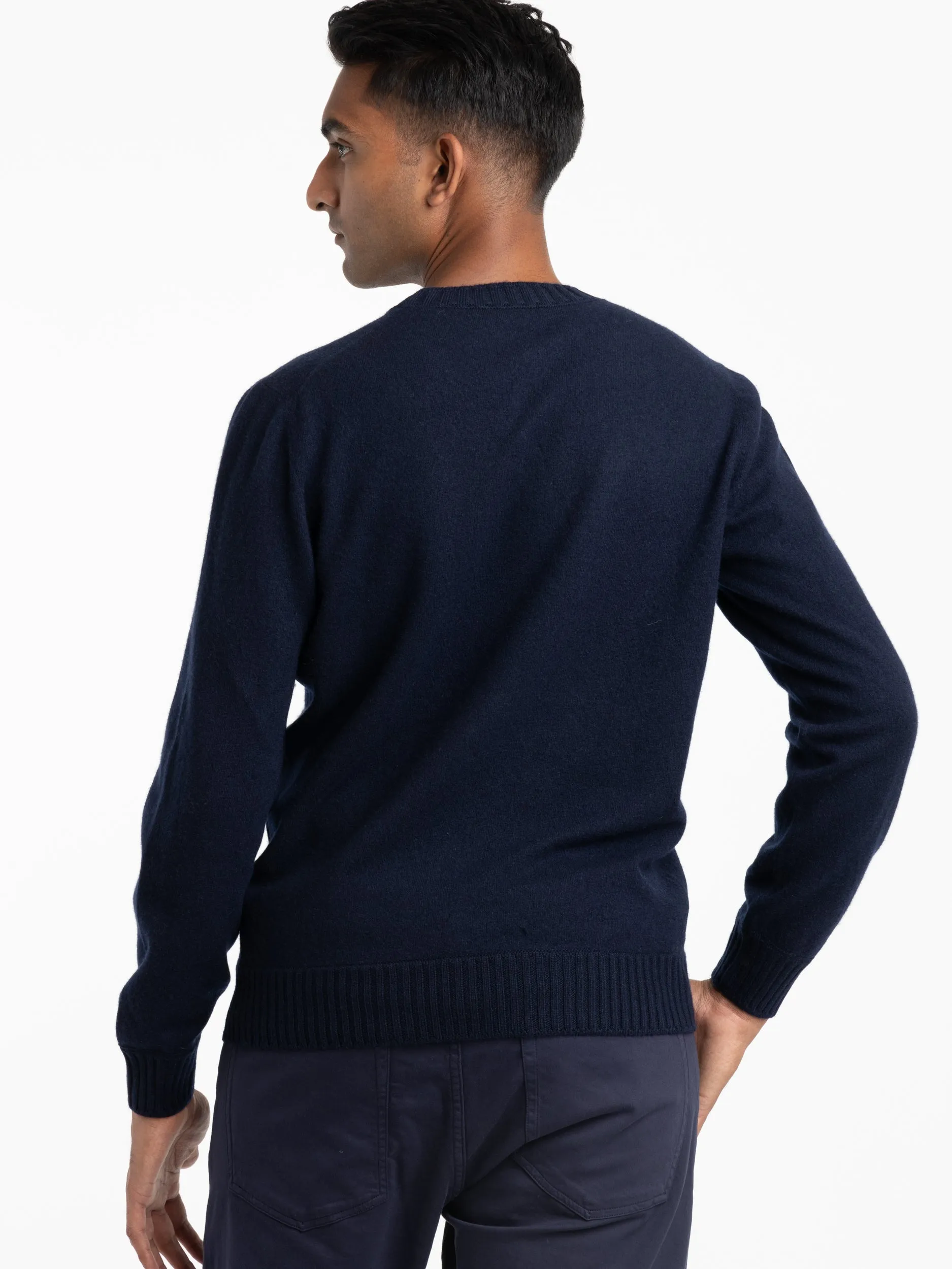 Navy Felt Cashmere Sweater