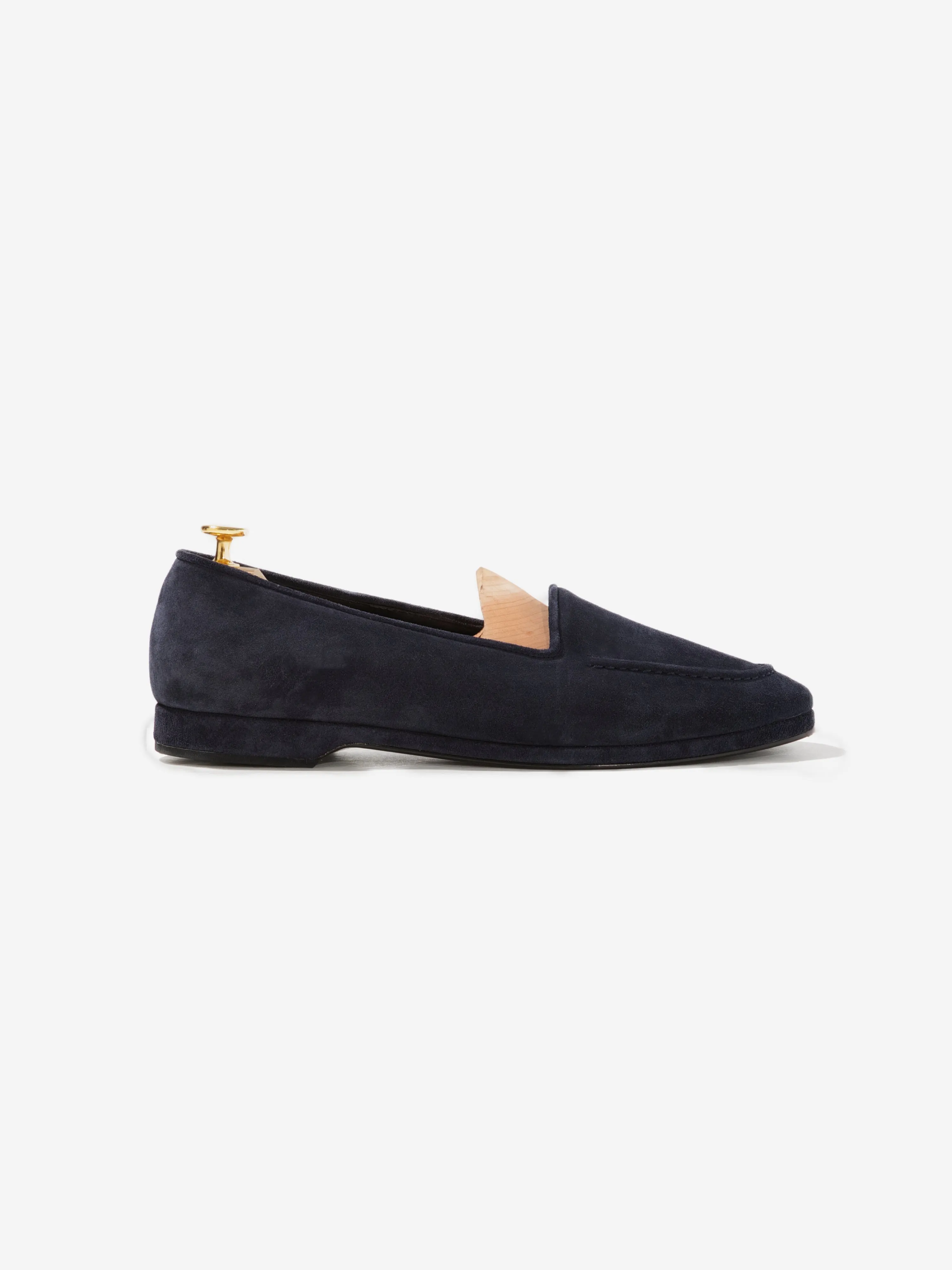 Navy Suede Belgian Loafers