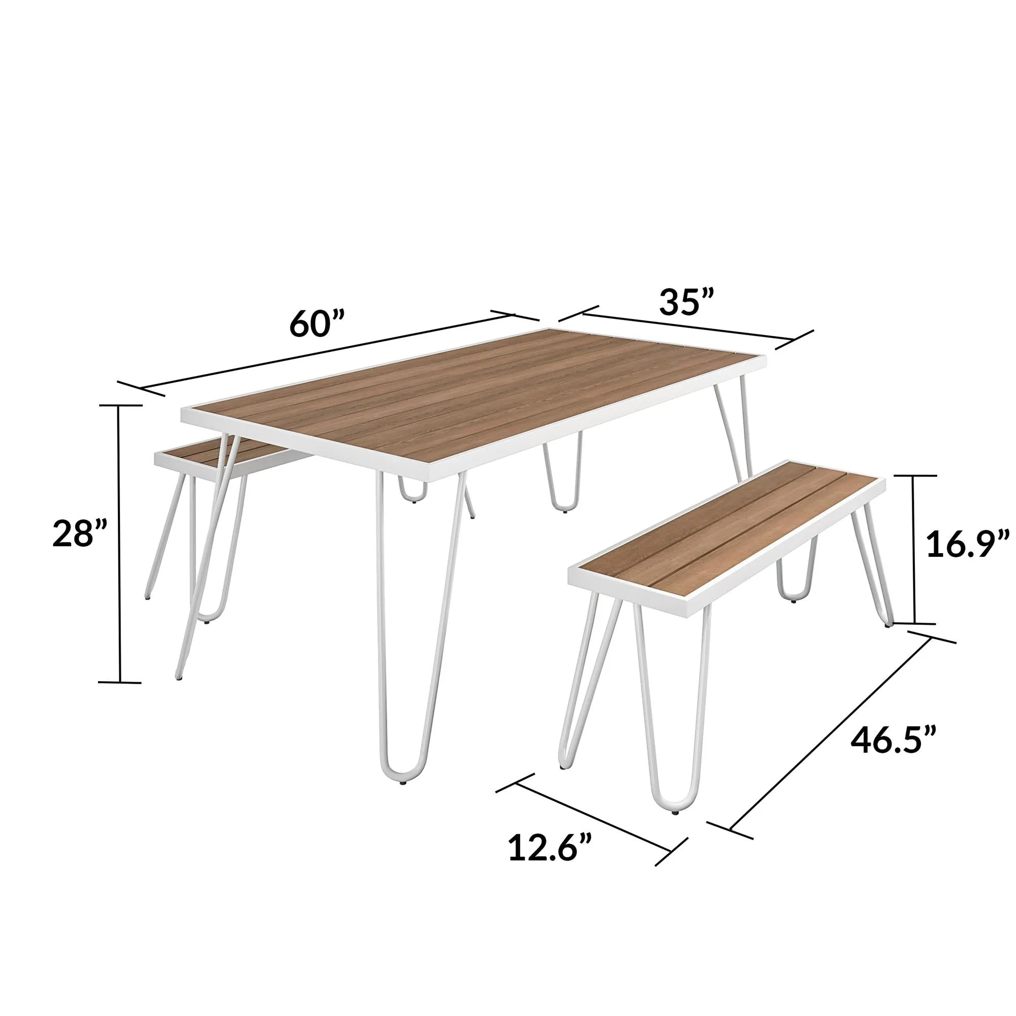 Novogratz Paulette 5' Table and Bench Set