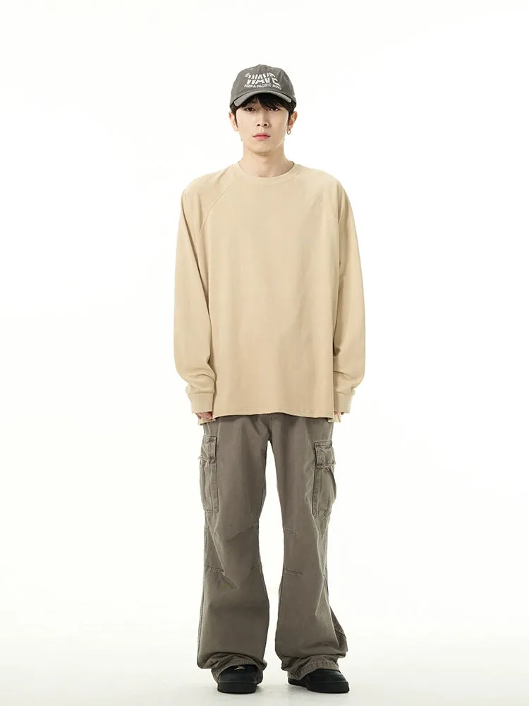 Oversized Long Cuff-Sleeve Crewneck Tee