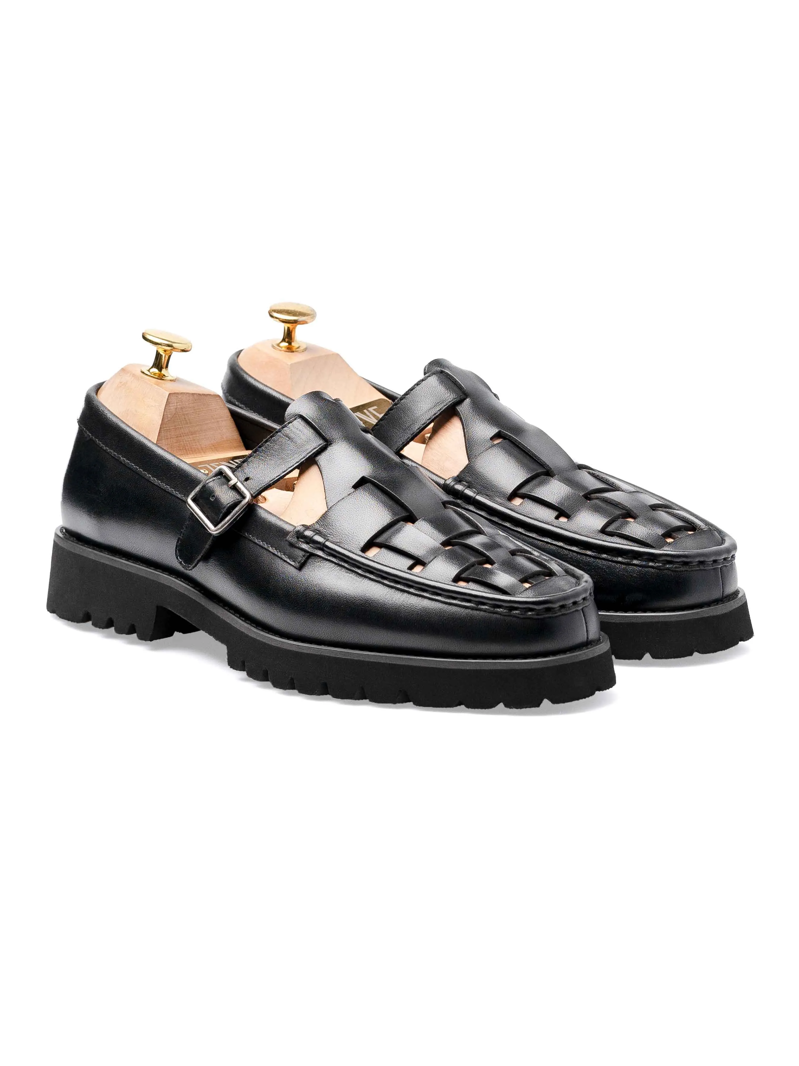 Perry Weave Loafer - Solid Black Leather (Eva Combat)