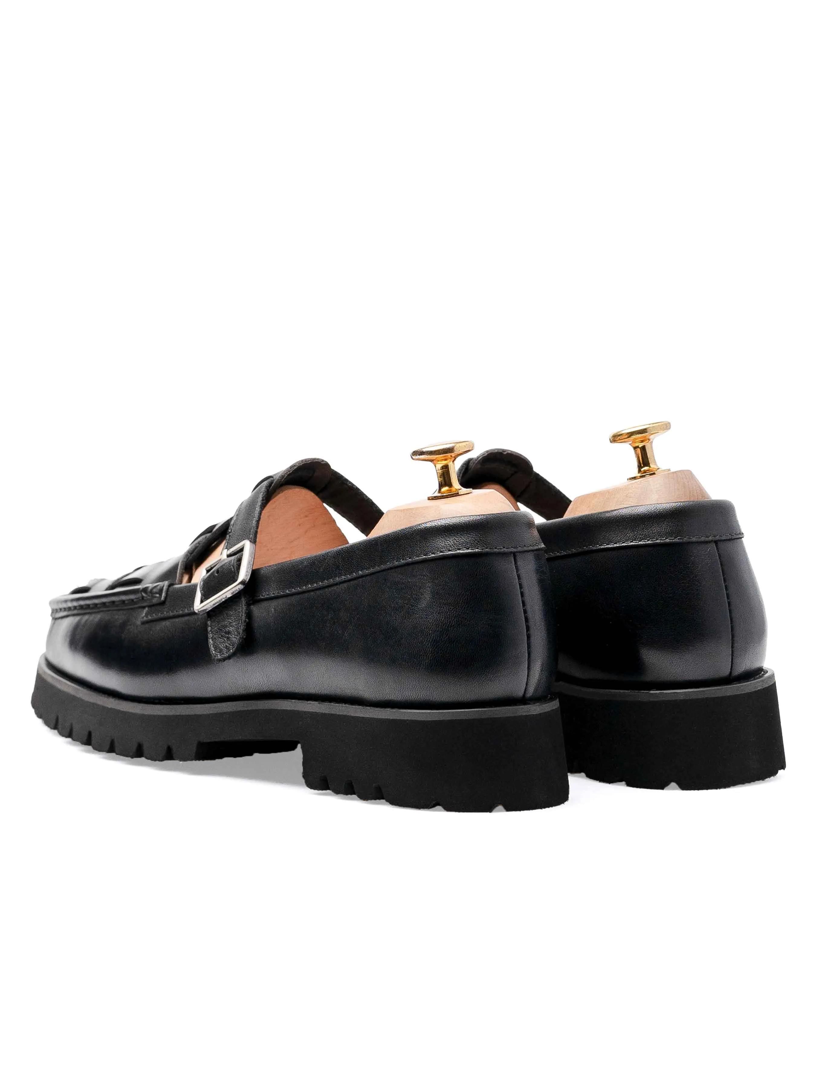 Perry Weave Loafer - Solid Black Leather (Eva Combat)