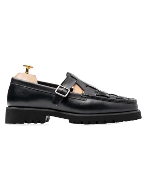 Perry Weave Loafer - Solid Black Leather (Eva Combat)