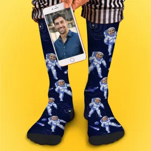 Personalized Astronaut Socks Custom Face Socks with Preview