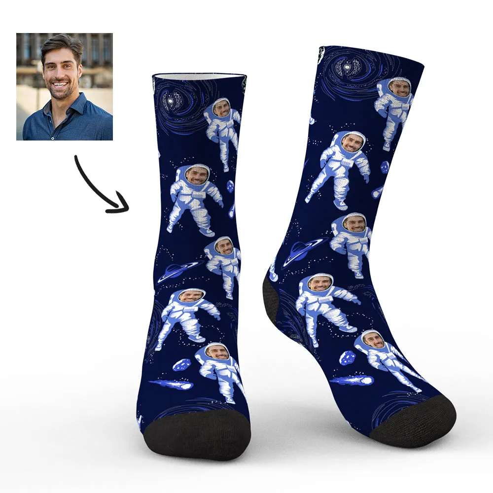 Personalized Astronaut Socks Custom Face Socks with Preview