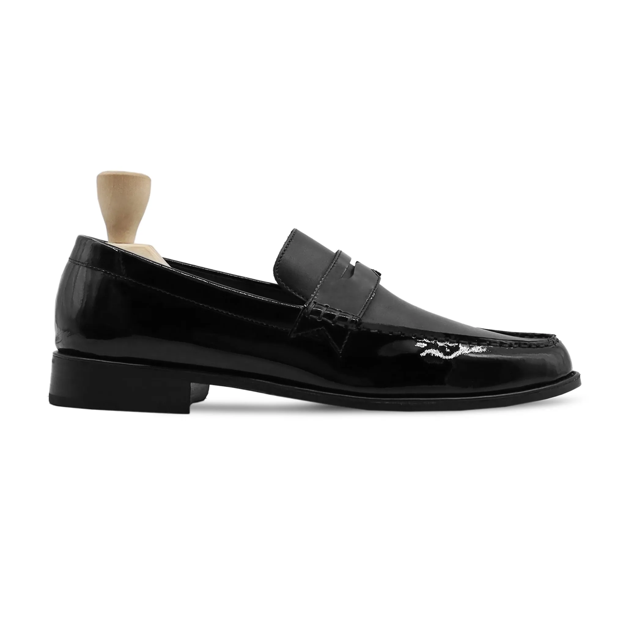 Peru - Men's Black Calf And Patent Leather Loafer