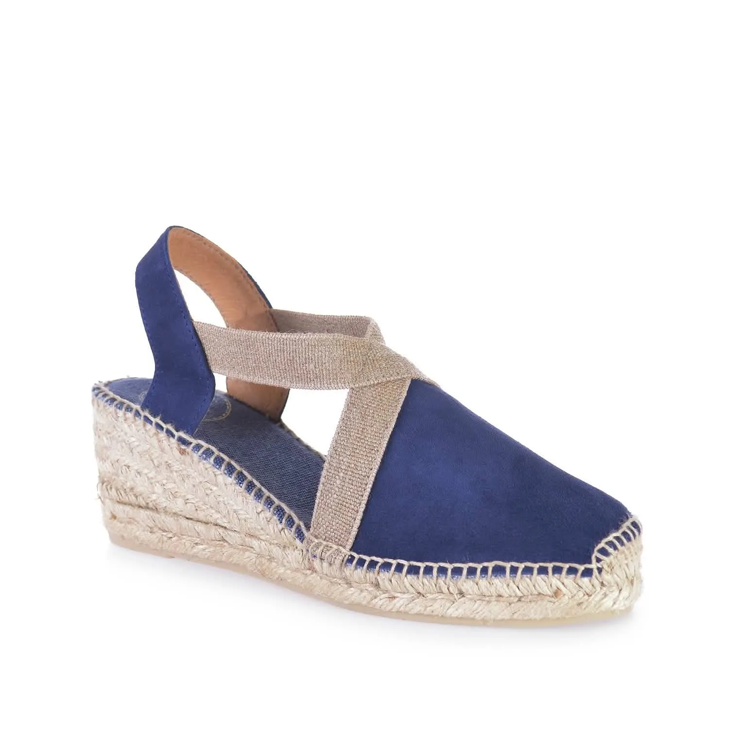 Plain Suede Leather Wedge Espadrille for Women - Tona