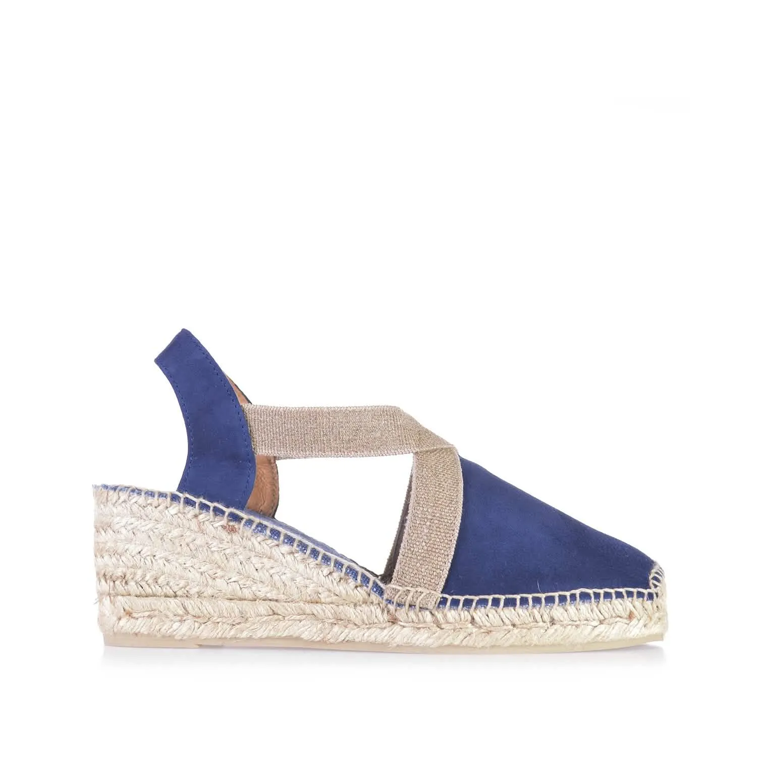 Plain Suede Leather Wedge Espadrille for Women - Tona