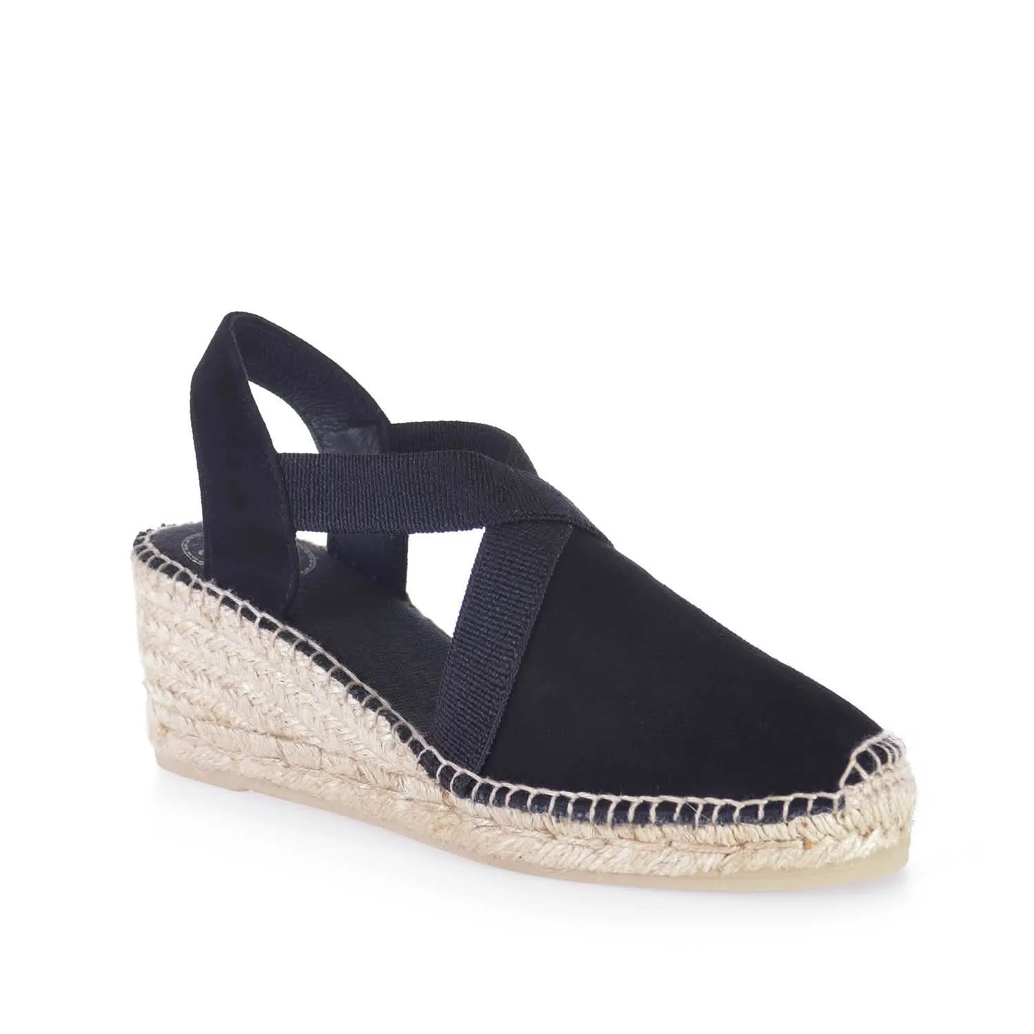 Plain Suede Leather Wedge Espadrille for Women - Tona