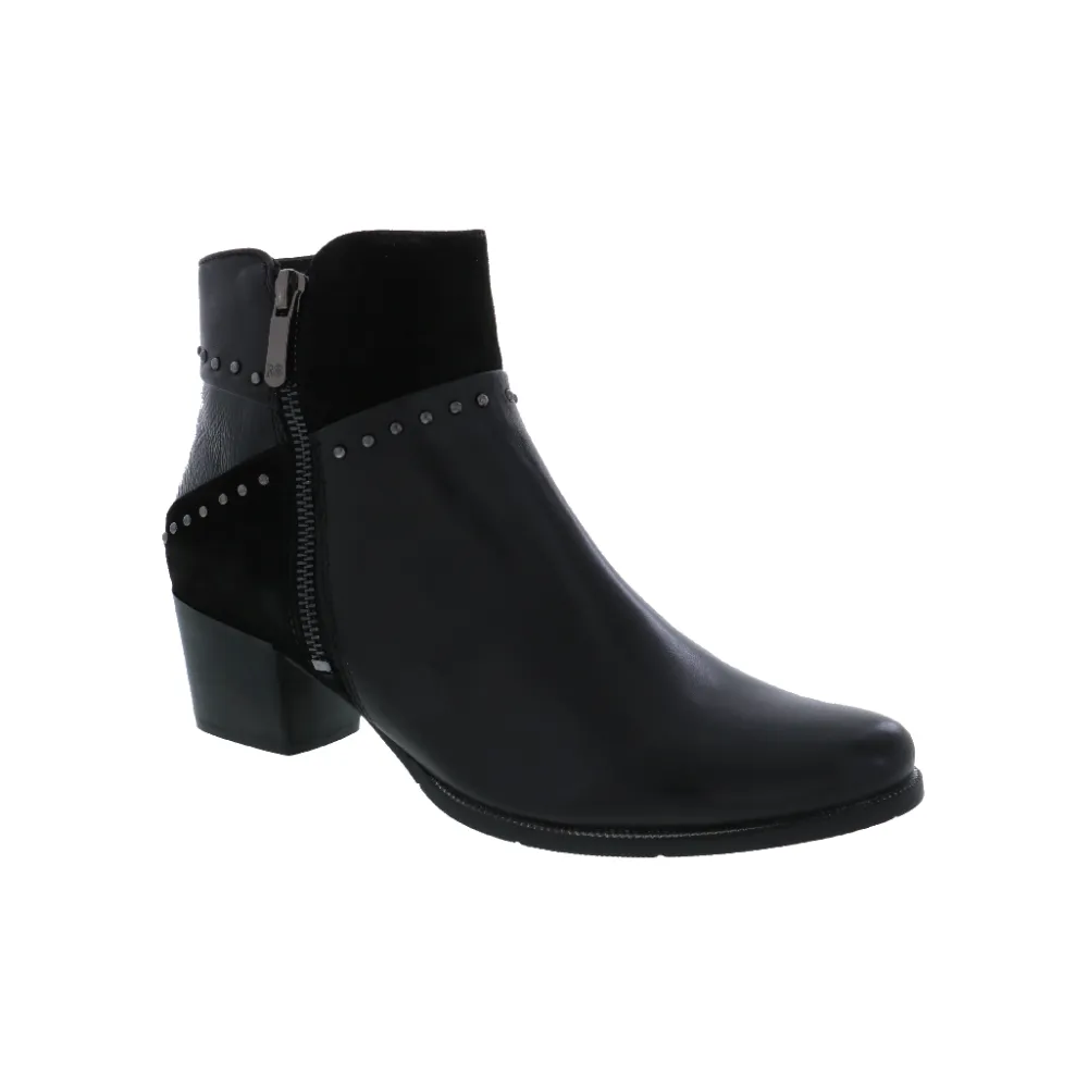 Regarde Le Ciel Women's Isabel-119 Block Heel Ankle Boot Black